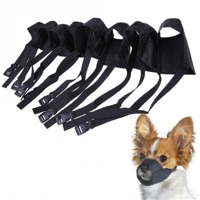 Pet Nylon Adjustable Mask Bark Bite Soft Mouth Muzzle Grooming Anti Stop Chewing For Small Large Dog Black